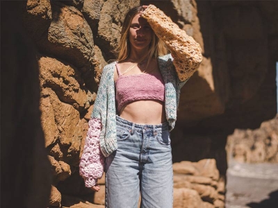 Cárdigan Dual, Mezclemos fibras y técnicas en una sola prenda