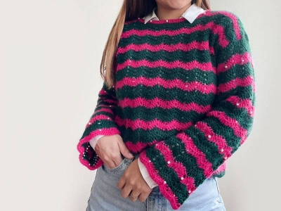 Sweater Kusikuy, Patrón a crochet con Mostacillas